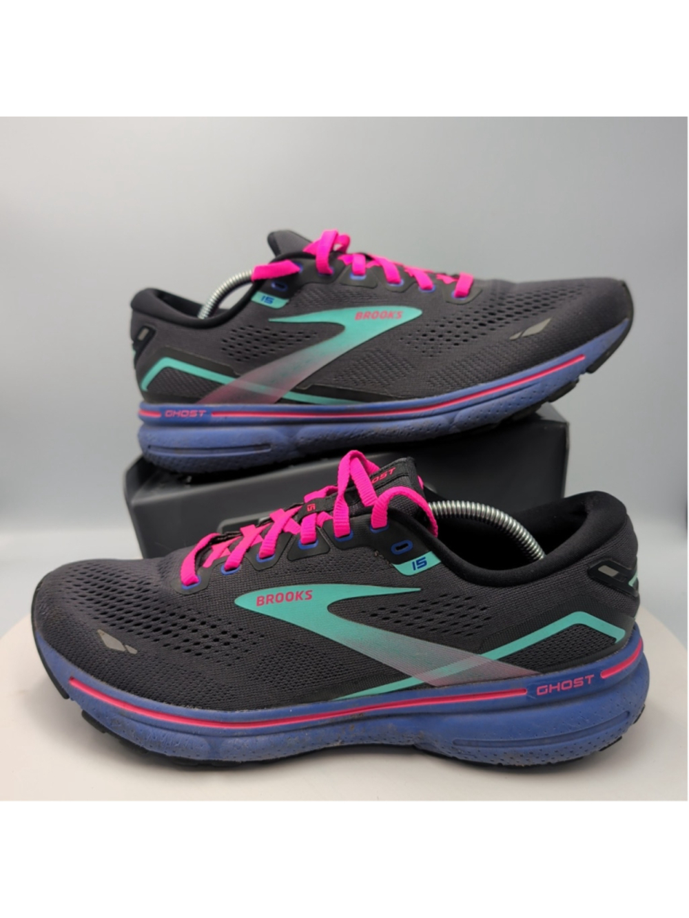 Brooks Ghost 15 Running Gym Workout Shoes Womens 10 US B Grey Purple Pink